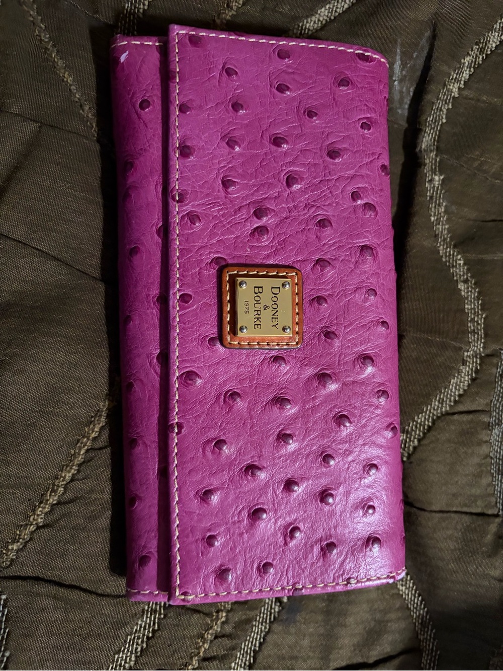 Dooney & Bourke Pink Ostrich-Embossed Continental Wallet